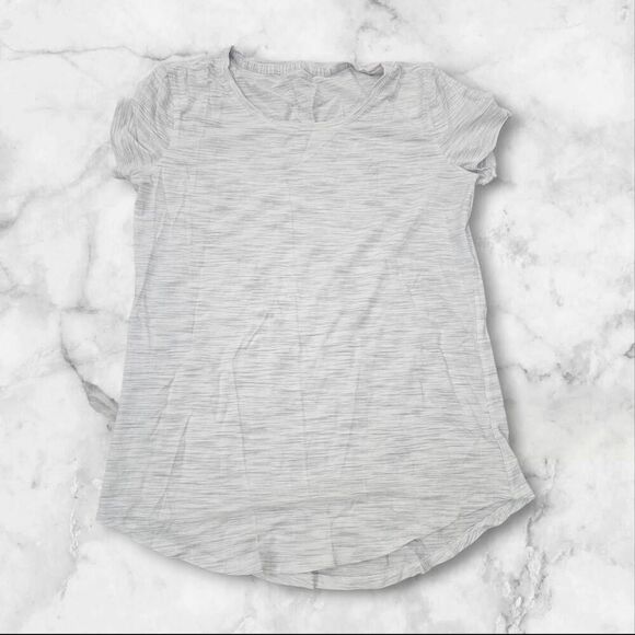 Lululemon Size 4 White Heathered Short Sleeve Shirt - Picture 1 of 3